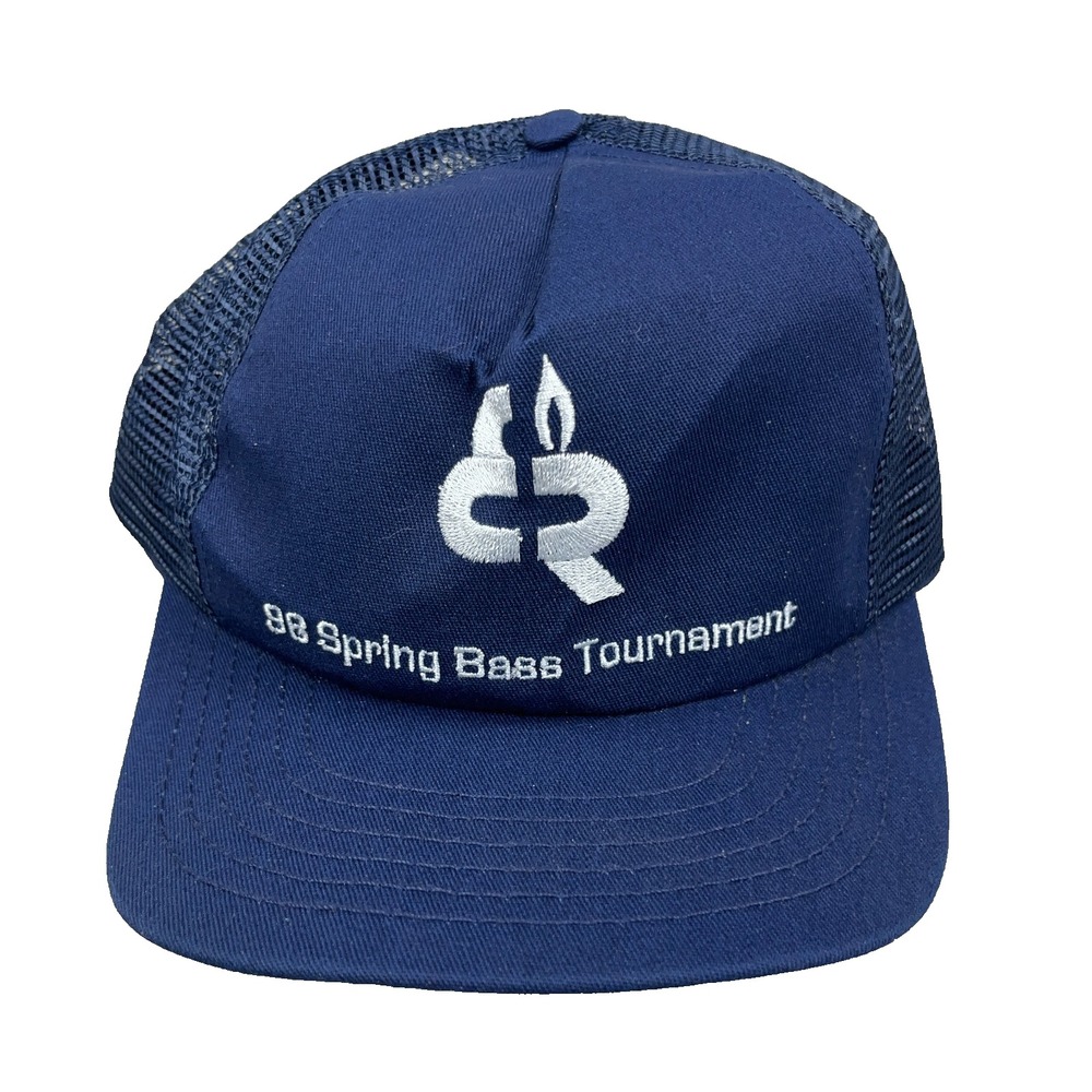 Vintage Elk Run Coal Mine Trucker Hat Cap 90s Made USA Massey Energy Blue Mesh